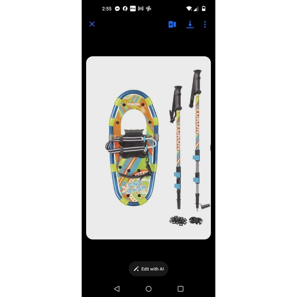 Yukon Sno Bash Youth Aluminum Snowshoes and Trekking Poles 7x16" Unisex